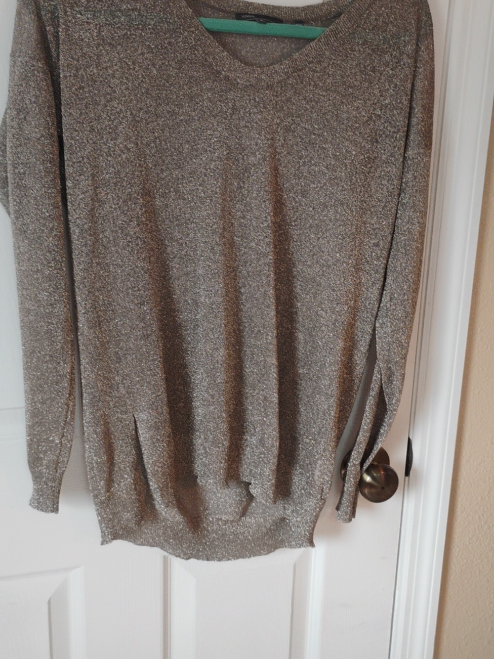 Vince Bronze Metallic Sheer Lightweight Pullover Top Size Medium - Picture 6 of 9
